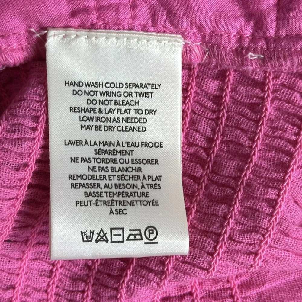 Free People Women’s Top Chloe Aurora Pink Smoked Tie Back Size M Long‎ Sleeve